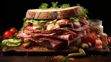 AI generated Pre-sliced deli meats, sandwich fixings photo