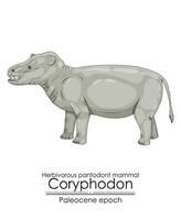 One of the first mammals, the pantodont Coryphodon, was a creature from the Paleocene period vector