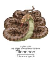 el mas grande serpiente nunca descubierto, titanoboa, un gigante chico, apareció en el paleoceno época. vector