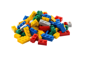 Plastic Bricks On Transparent Background. png