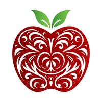 Illustration vector graphic of aesthetic patterned red apple with white background. Perfect for company industry logo. Designed by Dekreatif.Print