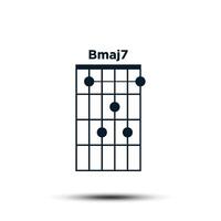 Bmaj7, Basic Guitar Chord Chart Icon Vector Template