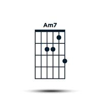 Am7, Basic Guitar Chord Chart Icon Vector Template