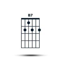 B7, Basic Guitar Chord Chart Icon Vector Template