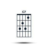 C7, Basic Guitar Chord Chart Icon Vector Template