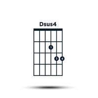 Dsus4, Basic Guitar Chord Chart Icon Vector Template