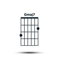 Gmaj7, Basic Guitar Chord Chart Icon Vector Template