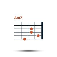 Am7, Basic Guitar Chord Chart Icon Vector Template