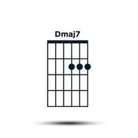 Dmaj7, Basic Guitar Chord Chart Icon Vector Template