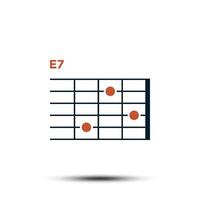 E7, Basic Guitar Chord Chart Icon Vector Template