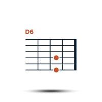 D6, Basic Guitar Chord Chart Icon Vector Template