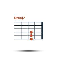 Dmaj7, Basic Guitar Chord Chart Icon Vector Template