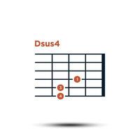 Dsus4, Basic Guitar Chord Chart Icon Vector Template