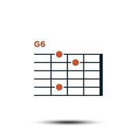 G6, Basic Guitar Chord Chart Icon Vector Template