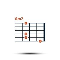 Gm7, Basic Guitar Chord Chart Icon Vector Template