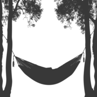 AI generated Silhouette hammock install in two tree black coloronly png