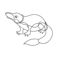 Platypus coloring continuous line art vector illustration