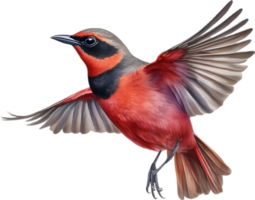 AI generated Watercolor painting of crimson chat bird. png