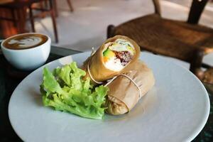 kebab ,pork wraps or taco or vegetable roll or mexican rolls or beef wrap or egg rolls or egg wrap photo