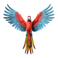 AI generated Macaw parrot spreading wings png isolated on transparent background