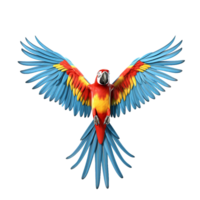 AI generated Macaw parrot spreading wings png isolated on transparent background