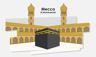 el Kaabah en masjidil haram la meca, saudi arabia la meca o makkah al-mukarramah vector ilustración.