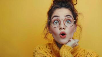 AI generated Woman Wearing Glasses With a Surprised Look photo