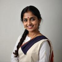 AI generated Indian women saari, Indian female teacher portrait photo