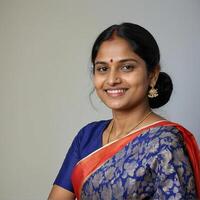 AI generated Indian women saari, Indian female teacher portrait photo