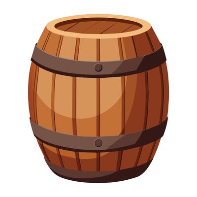 Wooden Barrel Isolated on White Background.