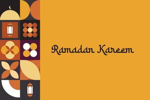 printislamico Ramadán kareem fiesta bandera diseño con minimalista íconos de mezquita vector
