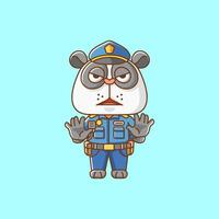 Cute panda police officer uniform cartoon animal character mascot icon flat style illustration concept set vector