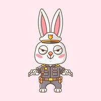 Cute rabbit police officer uniform cartoon animal character mascot icon flat style illustration concept vector