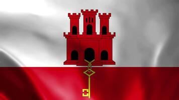 Gibraltar flag waving animation. Gibraltar waving flag in the wind. National flag of Gibraltar. Sign of Gibraltar seamless loop animated video