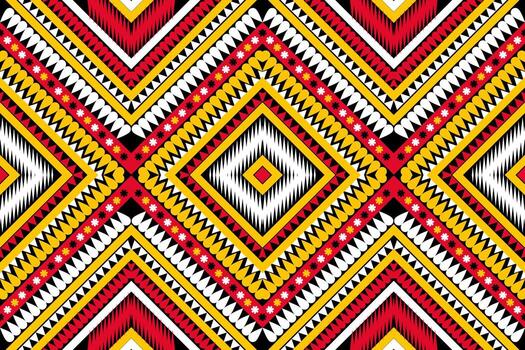 geometría modelo sin costura étnico rojo amarillo negro blanco diseño para impresión textil alfombra vector