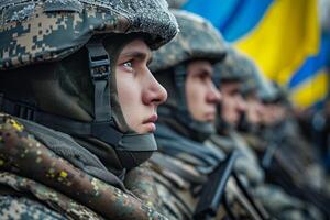 AI generated Fighters of the National Guard of Ukraine at the celebration of the day of the city of Drogobich photo