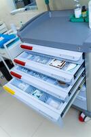 Heathcare medical treatment special storages. Professional sterile equipment. photo