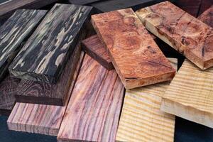 Set of Rosewood Ebonywood burlwood Black and White wood timber is real natural photo