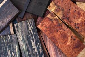 Set of Rosewood Ebonywood burlwood Black and White wood timber is real natural photo