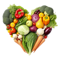 AI generated Vegetables in heart shape png isolated on transparent background