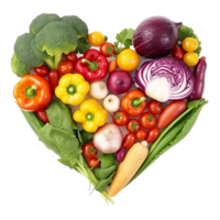 AI generated Vegetables in heart shape png isolated on transparent background