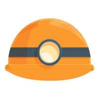 Mine worker helmet with light icon cartoon vector. Coal mining vector