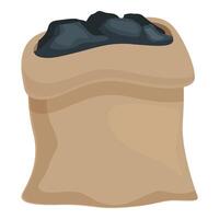 Coal textile sack icon cartoon vector. Mine factory fossil vector