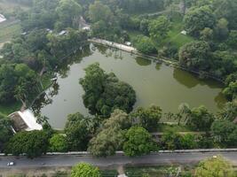 Drone view of Public park on 2023-07-17 in Lahore Pakistan photo