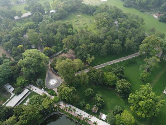Drone view of Public park on 2023-07-17 in Lahore Pakistan