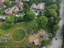 Drone view of Public park on 2023-07-17 in Lahore Pakistan photo