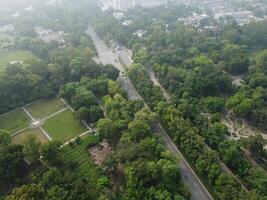 Drone view of Public park on 2023-07-17 in Lahore Pakistan photo