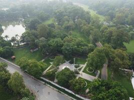 Drone view of Public park on 2023-07-17 in Lahore Pakistan photo