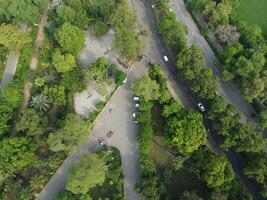 Drone view of Public park on 2023-07-17 in Lahore Pakistan photo