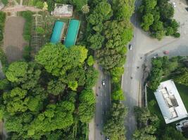 Drone view of Public park on 2023-07-17 in Lahore Pakistan photo